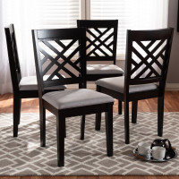 Baxton Studio RH317C-Grey/Dark Brown-DC Caron Modern and Contemporary Gray Fabric Upholstered Espresso Brown Finished Wood Dining Chair Set of 4